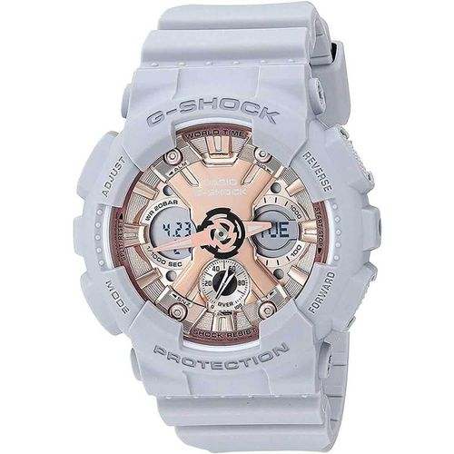 Women's Quartz Watch - G-Shock Rose Gold Ana-Digi Dial Grey Strap / GMAS120MF-8A - Casio - Modalova
