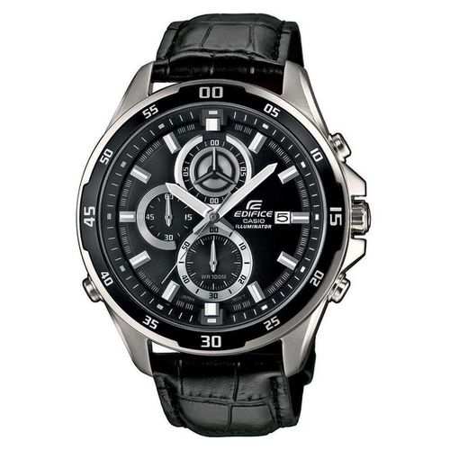 EFR547L-1A Men's Edifice Sport Black Leather Strap Chrono Black Dial Quartz Watch - Casio - Modalova