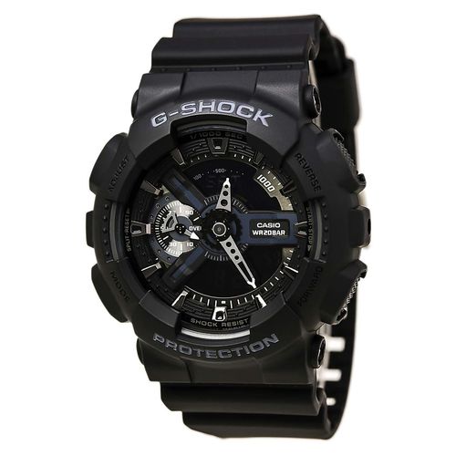 GA110-1B Men's G-Shock Extra Large World Time Ana-Digi Black Dial Alarm Black Resin Band Watch - Casio - Modalova