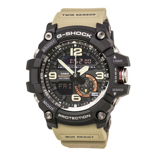 GG1000-1A5 Men's G-Shock Mudmaster Brown Resin Strap Ana-Digi Black Dial World Time Dive Watch - Casio - Modalova