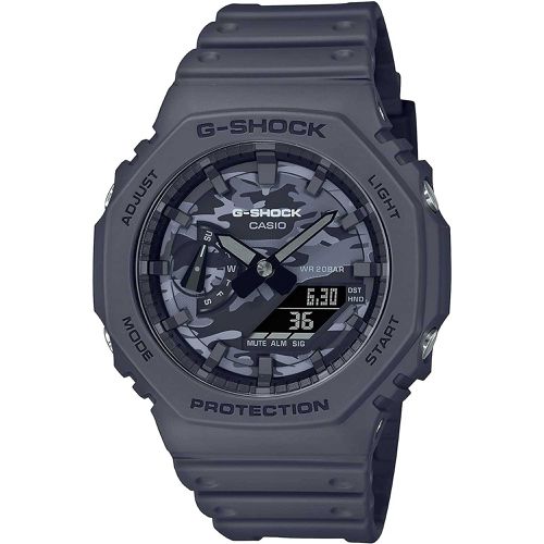 Men's Watch - G-Shock Camo Ana-Digi Dial Gray Resin Strap Alarm / GA2100CA-8A - Casio - Modalova