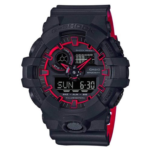Men's Alarm Watch - G-Shock Ana-Digital Dial Black & Red Strap / GA700SE-1A4 - Casio - Modalova