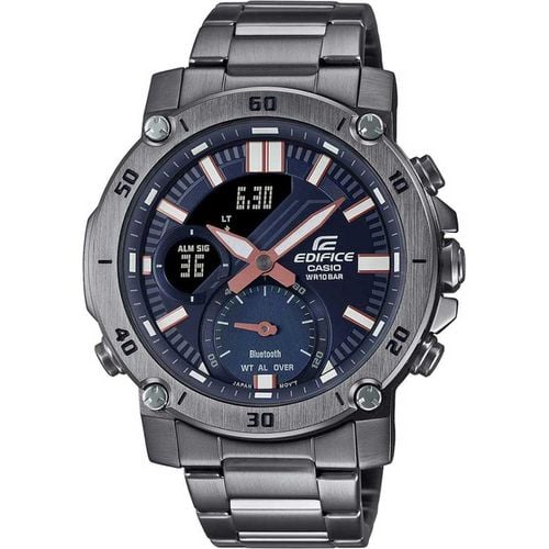 Men's Quartz Watch - Edifice World Time Ana-Digi Dial Bracelet / ECB20DC-1A - Casio - Modalova