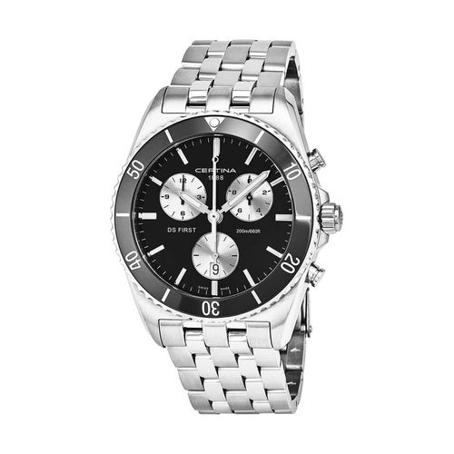 Men's Chronograph Watch - DS First Black Dial Bracelet / C014.417.11.051.01 - Certina - Modalova