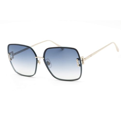 Women's Sunglasses - Light Gold/Black/Blue Butterfly Shaped Frame SCHF72M SNAZ - Chopard - Modalova