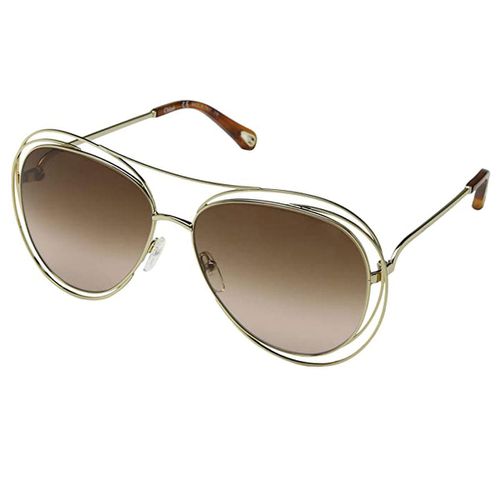 Women's Sunglasses - Gold Metal Frame Brown Lens / 134S-791-61-15-135 - Chloe - Modalova