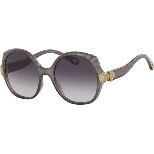Women's Sunglasses - Gradient Lens Dark Grey Plastic Round Frame / CE749S 036 - Chloe - Modalova