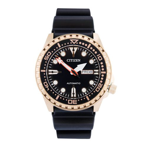 Men's Automatic Watch - Black Rubber Strap Black Dial / NH8383-17E - Citizen - Modalova