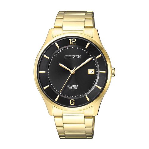 Men's Bracelet Watch - Quartz Black Dial Yellow Gold Steel / BD0043-83E - Citizen - Modalova