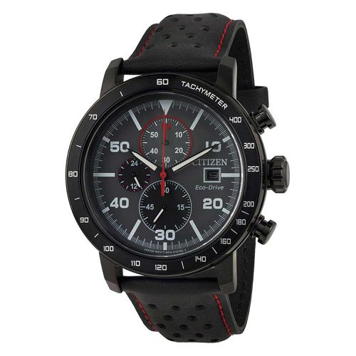 Men's Chronograph Watch - Eco-Drive Grey and Black Dial Strap / CA0645-15H - Citizen - Modalova