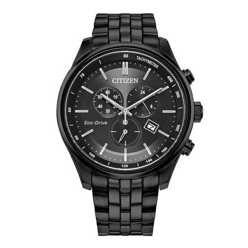 Men's Chrono Watch - Eco-Drive Black Stainless Steel Bracelet / AT2145-86E - Citizen - Modalova