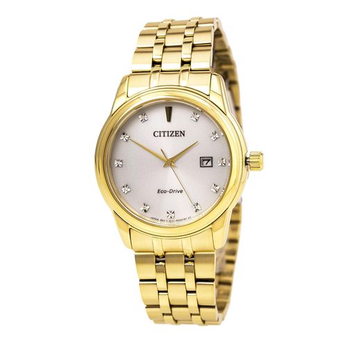 Men's Diamond Watch - Eco-Drive Yellow Gold Steel Silver Dial / BM7342-50A - Citizen - Modalova