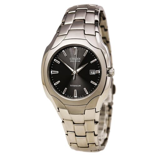 Men's Eco-Drive Watch - Titanium Bracelet Black Dial / BM6560-54H - Citizen - Modalova