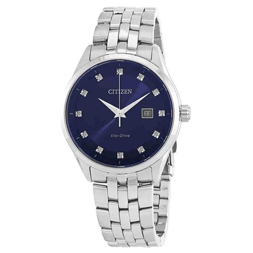 Men's Eco-Drive Diamond Watch - Corso Blue Dial Steel Bracelet / BM7251-53M - Citizen - Modalova
