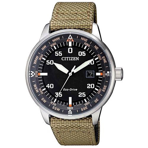Men's Strap Watch - Eco-Drive Black Dial Beige Nylon / BM7390-14E - Citizen - Modalova