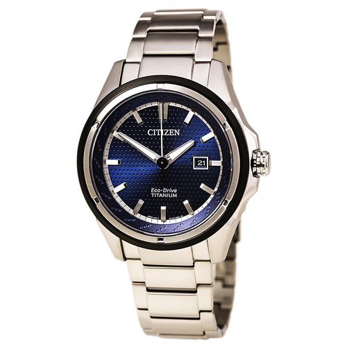 AW1450-89L Men's Eco-Drive Blue Dial Titanium Bracelet Watch - Citizen - Modalova