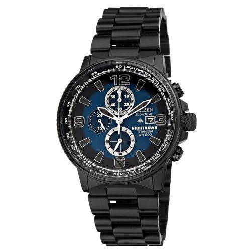 CA0505-57L Men's Nighthawk Eco-Drive Blue Dial Black Titanium Bracelet Chronograph Dive Watch - Citizen - Modalova