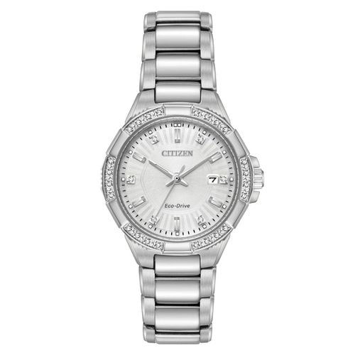 EW2460-56A Women's Riva Eco-Drive Silver Dial Steel Bracelet Diamond Watch - Citizen - Modalova