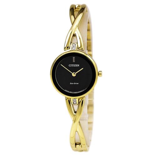 EX1422-54E Women's Silhouette Black Dial Yellow Gold Steel Bangle Bracelet Watch - Citizen - Modalova