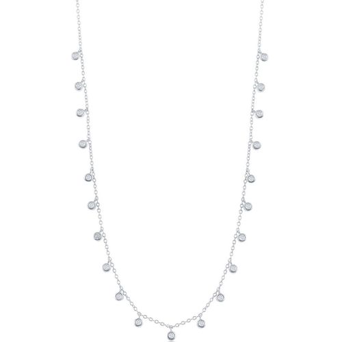 Women's Necklace - Sterling Silver Dangling Bezel-Set CZ / M-6818 - Classic - Modalova