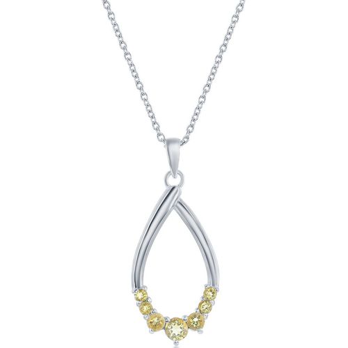 Women's Necklace - Sterling Silver Pear-shaped Citrine Gemstone / M-6947 - Classic - Modalova
