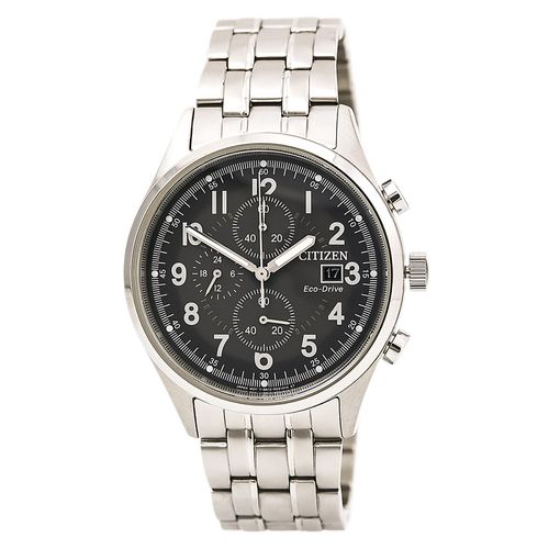 Men's Chronograph Watch - Chandler Eco-Drive Matte Grey Dial Steel Bracelet - Citizen - Modalova