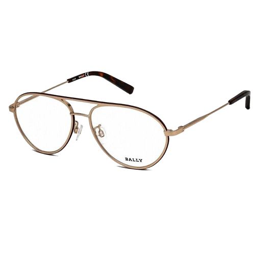 Men's Eyeglasses - Shiny Rose Gold Metal Aviator Frame Clear Lens / BY5013-H 028 - Bally - Modalova