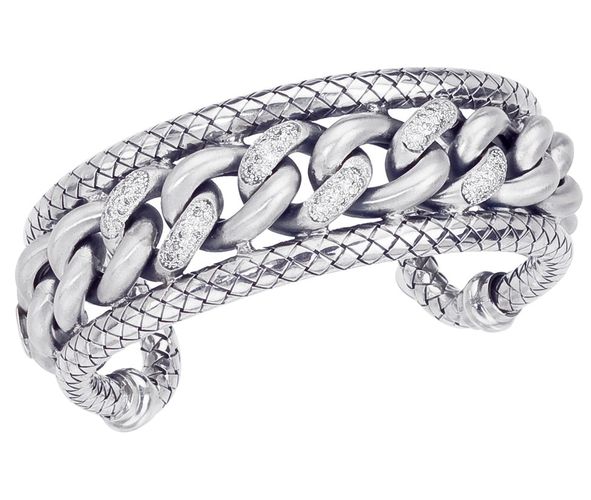 Italy Women's Bracelet - Traversa 0.78 ct. Diamond Curb Chain Silver / VHB 902-3 DM - Alisa - Modalova
