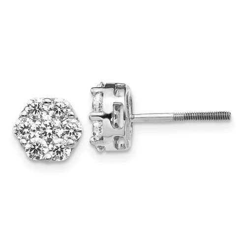 K White Gold Diamond Cluster Screwback Earrings - Jewelry - Modalova