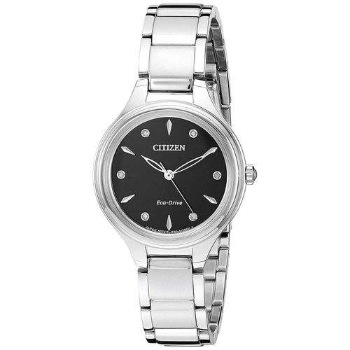 Women's Diamond Watch - Corso Steel Bracelet Black Dial / FE2100-51E - Citizen - Modalova