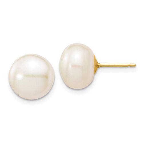 K 10-11mm White Button Freshwater Cultured Pearl Stud Post Earrings - Jewelry - Modalova
