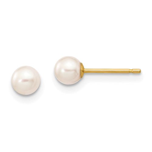 K 4-5mm White Round Freshwater Cultured Pearl Stud Post Earrings - Jewelry - Modalova