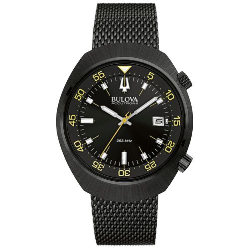 Men's Black Steel Mesh Bracelet Watch - Accutron II Lobster Black Dial - Bulova - Modalova