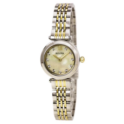 Women's Classic Diamond Watch - Quartz Two Tone Bracelet MOP Dial / 98P154 - Bulova - Modalova
