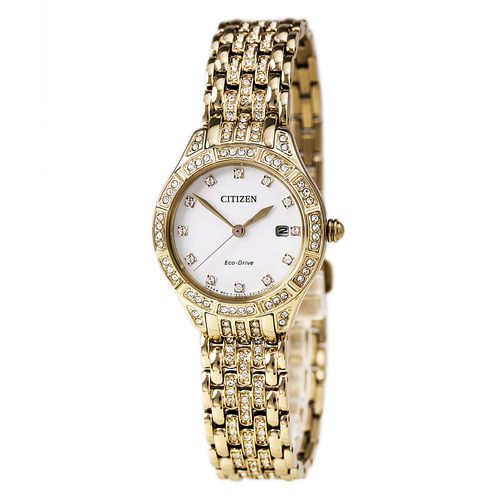 EW2323-57A Women's Silhouette White Dial Rose Gold Steel Bracelet Swarovski Crystal Watch - Citizen - Modalova