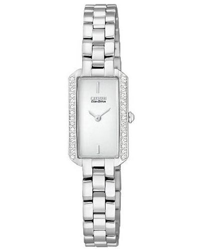 EG2780-59A Women's Eco-Drive Silhouette Silver Dial Swarovski Crystal Watch - Citizen - Modalova