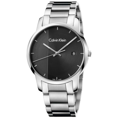 Men's Quartz Watch - City Black Dial Silver Tone Bracelet / K2G2G14Y - Calvin Klein - Modalova