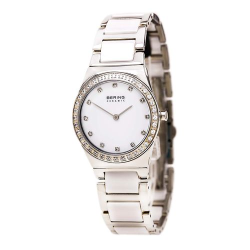 Women's Ceramic Swarovski Crystal Bezel Steel & White Ceramic Bracelet Watch - Bering - Modalova