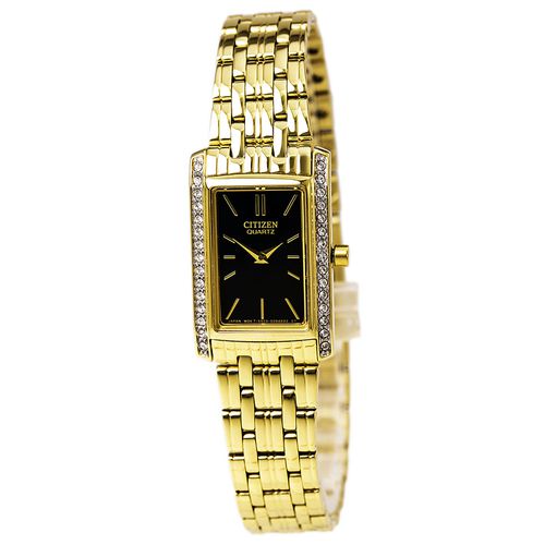 EK1122-50E Women's Quartz Black Dial Gold Tone Stainless Steel Watch - Citizen - Modalova