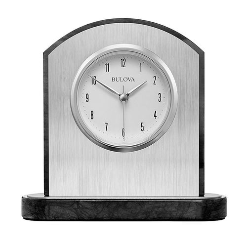 Desk Clock - Mirage Black Polished Marble White Dial / B5013 - Bulova - Modalova