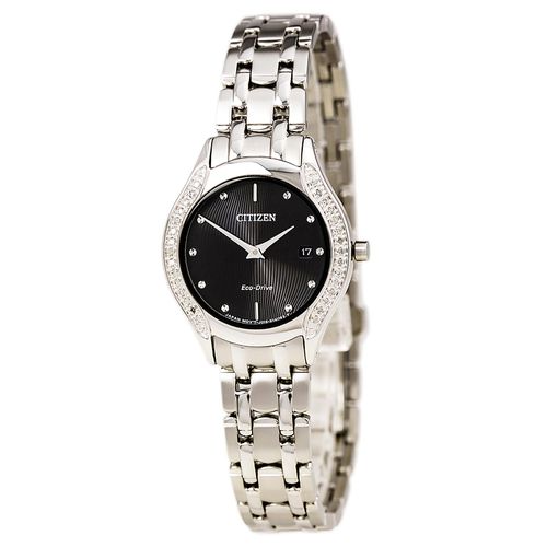 GA1060-57E Women's Eco-Drive Diamond Accented Bezel Black Dial Steel Bracelet Watch - Citizen - Modalova