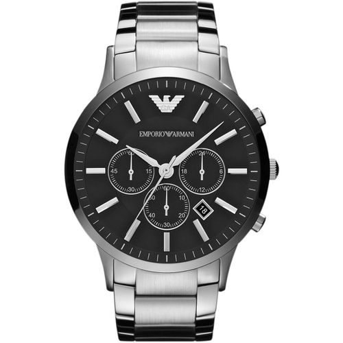 Men's Chrono Watch - Sportivo Black Dial Stainless Steel Bracelet / AR2460 - Armani - Modalova