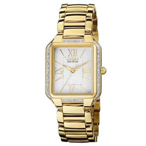 EM0192-57A Women's Ciena Eco-Drive Diamond Accented Bezel Gold Plated Steel Bracelet Watch - Citizen - Modalova