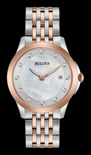 P162 Women's Diamonds White MOP Dial Two Tone Steel Watch - Bulova - Modalova
