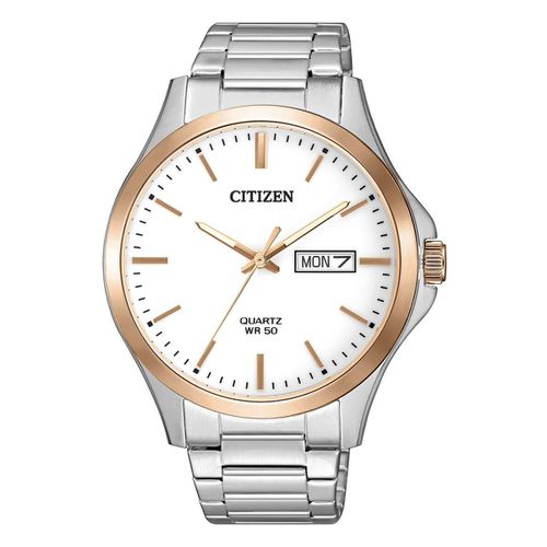 Men's Steel Bracelet Watch - Quartz White Dial Day Date / BF2006-86A - Citizen - Modalova