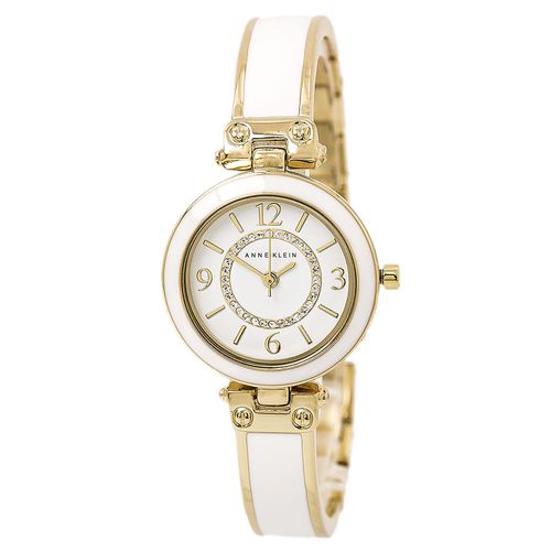 WTST Women's Quartz Bangle Bracelet White Dial Swarovski Crystal Watch Set - Anne Klein - Modalova