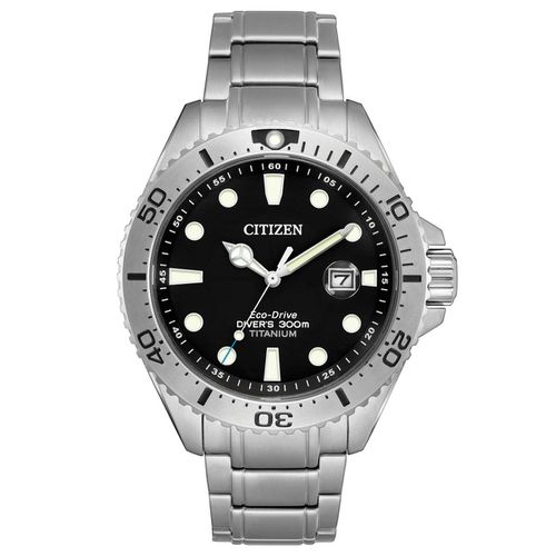 BN0141-53E Men's Titanium Eco-Drive Black Dial Dive Watch - Citizen - Modalova