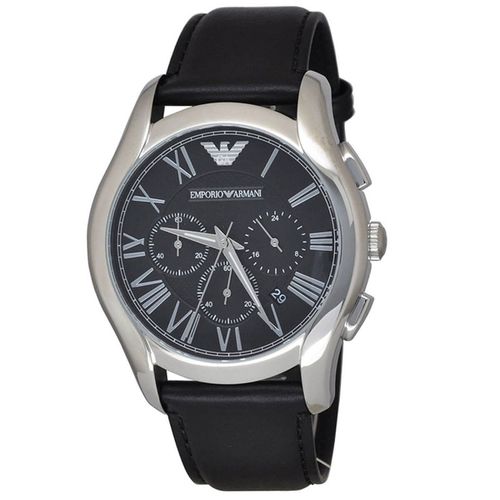Men's Chronograph Watch - Classic Black Dial Leather Strap / AR1700 - Armani - Modalova