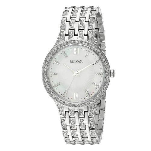 Women's Bracelet Watch - Crystal MOP Dial Stainless Steel Quartz / 96L242 - Bulova - Modalova