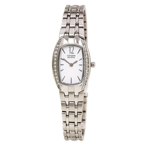 EW9960-55A Women's Silhouette Crystal White Dial Steel Bracelet Eco-Drive Watch - Citizen - Modalova